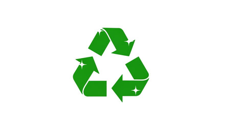 Obraz premium Green recycling symbol with arrows on white background representing eco friendly practices and sustainability