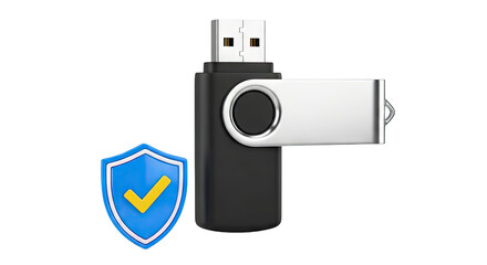 USB Drive with Security Shield Icon
