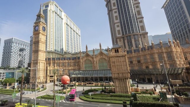 amazing macau casino skyline with replica of london big ben