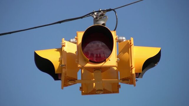 Flashing 4-way stoplight. HDV footage. HD.