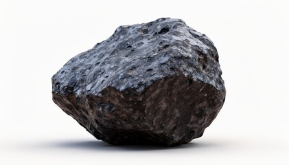 Fototapeta premium Meteorite: A rugged, textured meteorite, bearing the marks of its fiery journey through space, isolated against a simple backdrop, evoking curiosity and the vastness of the cosmos.
