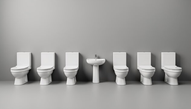 Sanitary Suite: A comprehensive display of contemporary restroom fixtures, emphasizing the essential components of a well-appointed lavatory. 
