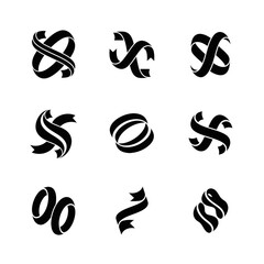 Fototapeta premium Abstract letter S logo set modern dynamic typography icons