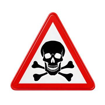 Warning Skull and Crossbones Symbol Sign isolated on transparent background.
