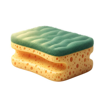 Green and yellow kitchen cleaning sponge.