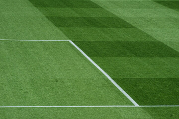 Well-Maintained Football Pitch with Striped Grass Pattern © minortica7