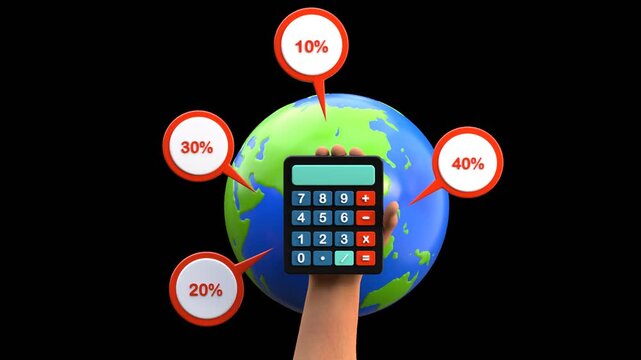 3D Hand Using Exchange Rate Calculator | Alpha Channel