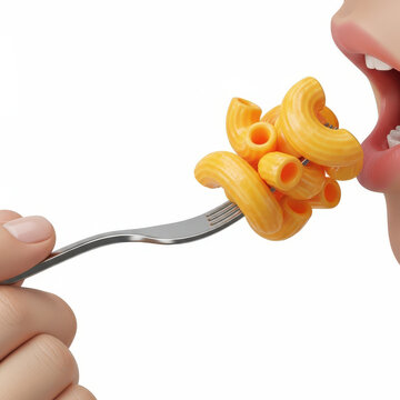 Pasta on a Fork isolated illustration on transparent background