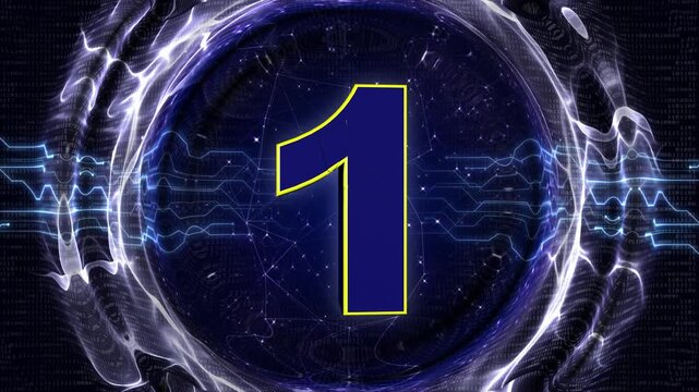 Number 1 Explosive Number Transition Animation on Alpha Channel, Loop

