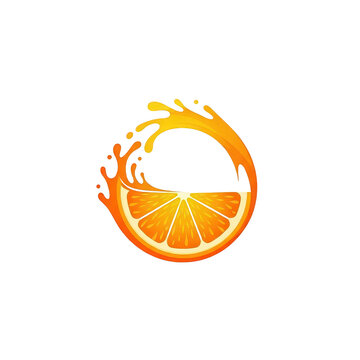 Orange citrus fruit splash logo design isolated on white
