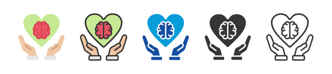 mental hearth icon set multi style various collection