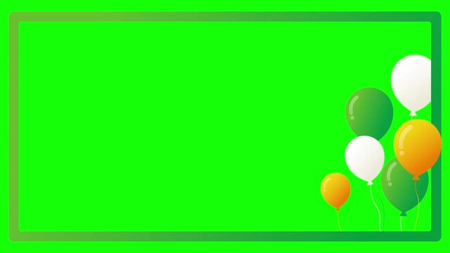 A vibrant video showcasing colorful balloons floating against a bright green background with a sleek border