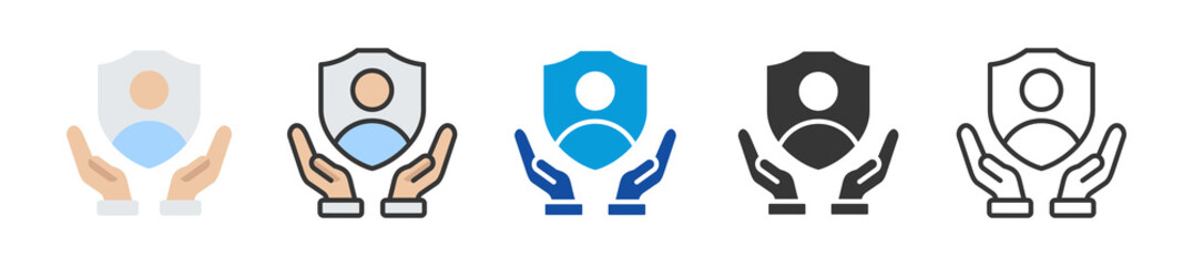 Naklejka premium self preservation icon set multi style various collection