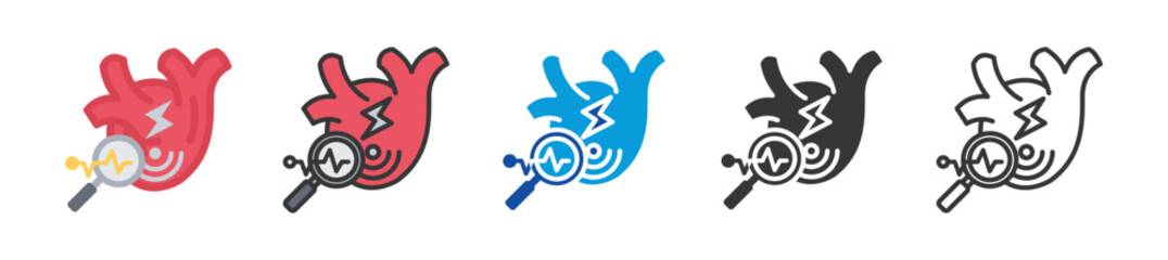 acute coronary syndrome icon set multi style various collection
