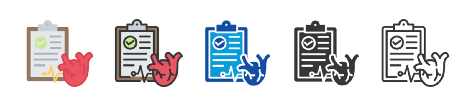 cardiac examination icon set multi style various collection