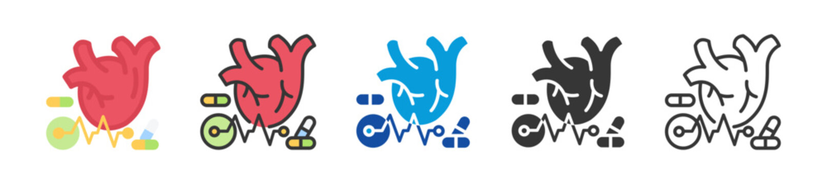 cardinal arrhythmia icon set multi style various collection