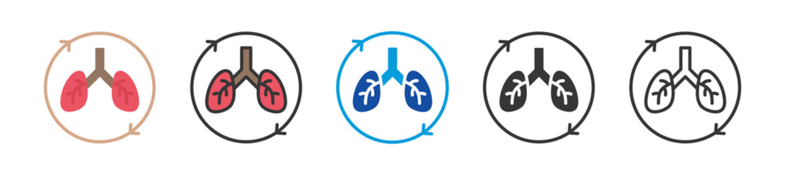 pulmonary circulation icon set multi style various collection