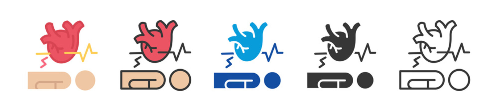 cardiac arrest icon set multi style various collection