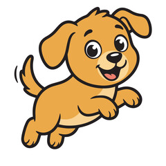 Fototapeta premium Happy Jumping Golden Retriever Puppy Vector Illustration, Cute Cartoon Dog Character Design, Kawaii Pet Mascot for Kids and Animal Lovers