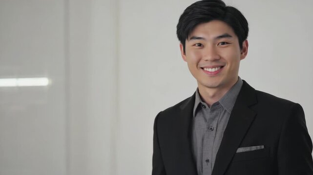  Professional maintains steady gaze while minimal natural movements and subtle smile emerges