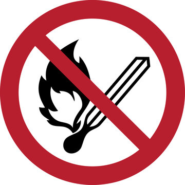 No Open Flame or Matches Prohibition Sign Vector Icon
