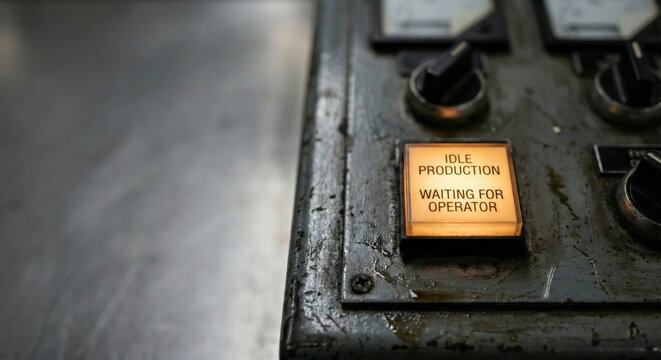 Industrial control panel idle production labor market shortages concept waiting for operator