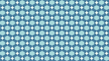 Seamless Hexagon and Diamond Pattern in Blue Tones vector background