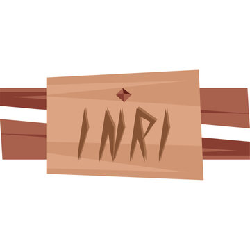 INRI Sign On Wooden Cross
