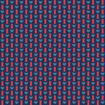 Heart and Rectangle Pattern on Dark Blue vector background