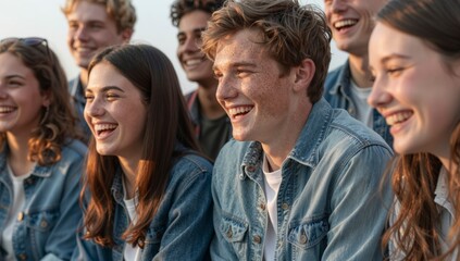 Fototapeta premium Group of Young Adults Laughing Outdoors