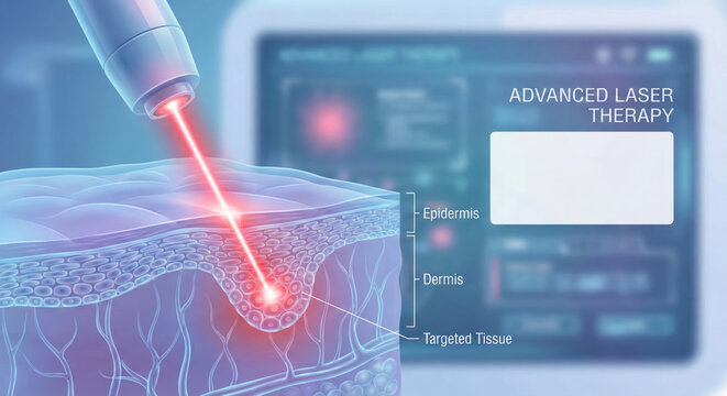 Advanced laser therapy skin diagram medical illustration healthcare concept