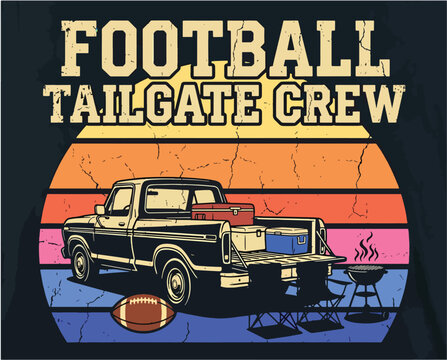 American football tailgate party with pickup truck and grill  outdoor recreational activities with friends before game