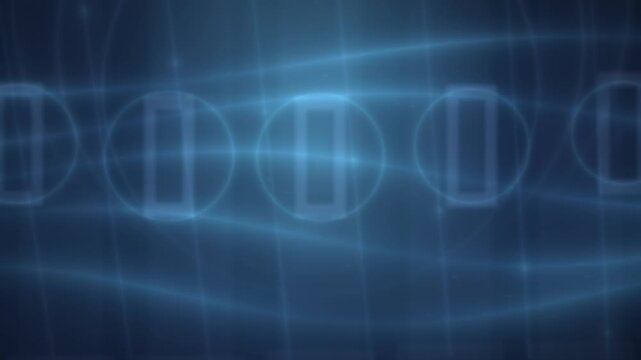 Gradient background with wavy lines and translucent circles containing rectangles