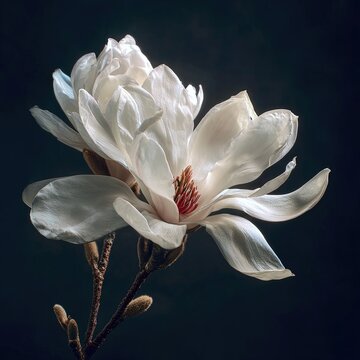 White Jade Magnolia Blossom Studio Portrait