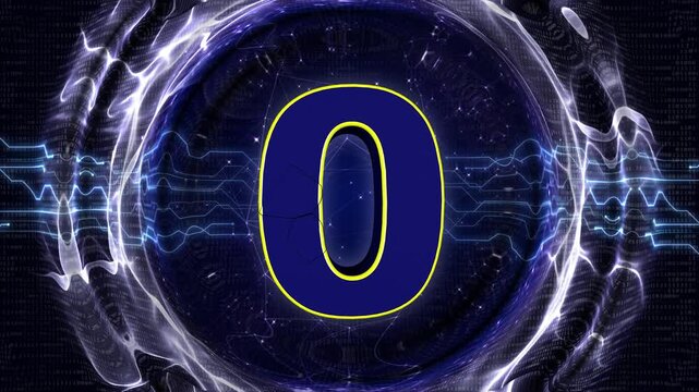 Number 0 Explosive Number Transition Animation on Alpha Channel, Loop
