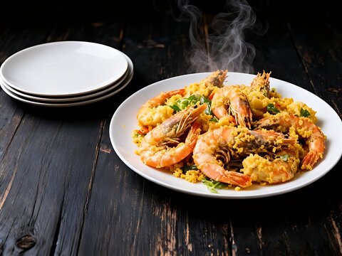 Chinese Cuisine Series : Delicious Salted Egg Yolk Prawn 002