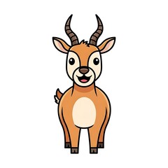Fototapeta premium Cartoon goat with horns standing.