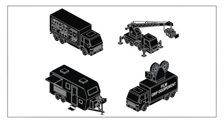 Obraz premium Set of 4 fire truck icons vector