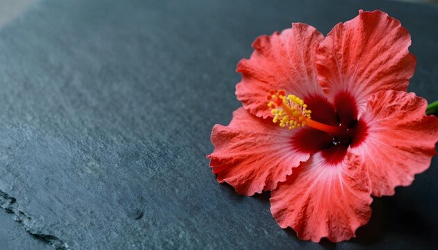 A red flower positioned on a black stone, embodying multiculturalism and advocacy during AAPI Heritage Month celebrations