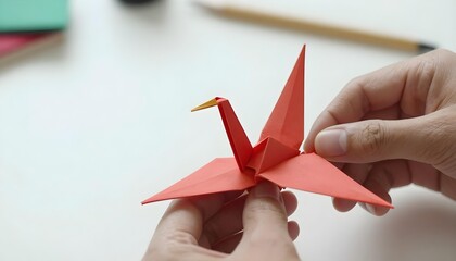 Naklejka premium Guide on folding a paper crane, celebrating AAPI Heritage Month and cultural diversity