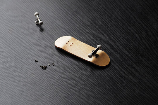 Fingerboard skateboard with tools.