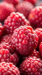 A realistic photo of clean raspberries close up macro