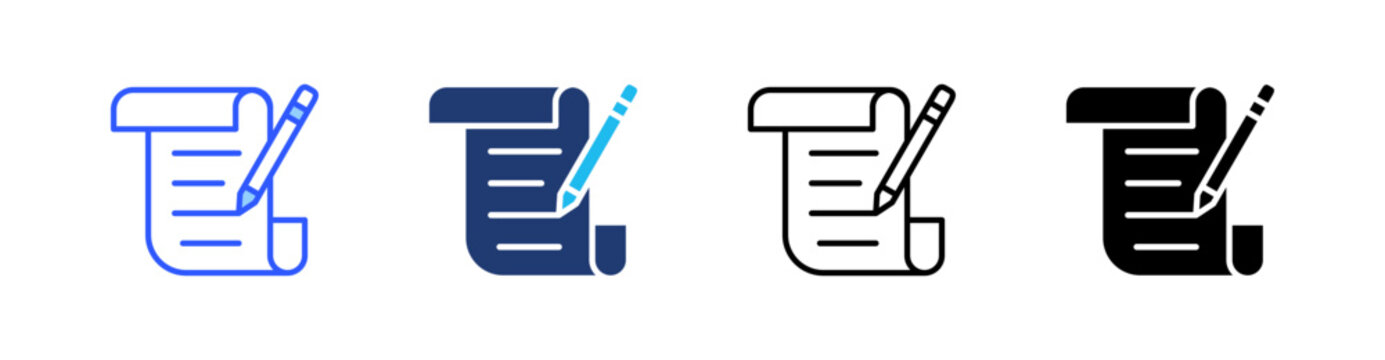 Write Multi Style Icon Set Vector 