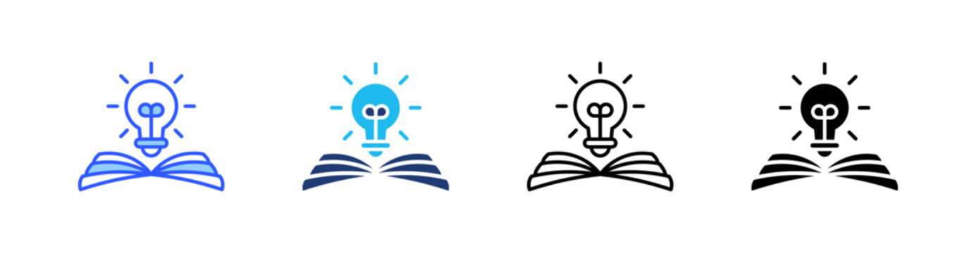 Knowledge Multi Style Icon Set Vector 
