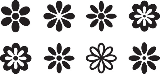 Obraz premium Flower icon set. Retro vintage floral pattern symbols. Vector illustration
