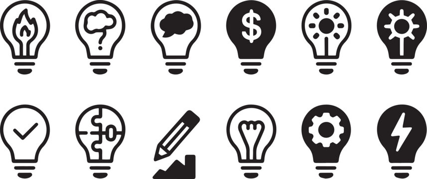 Critical thinking icon set. Problem solving & logic symbol. Vector illustration