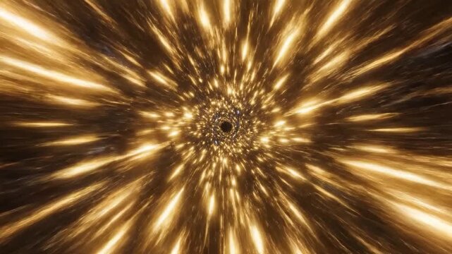 Golden spiral galaxy in space.