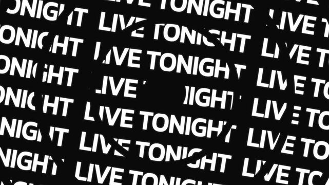 Circular text paths rotate in opposite directions displaying the phrase live tonight repeated around a center space.