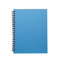 A blue spiral-bound notebook with a blank cover.