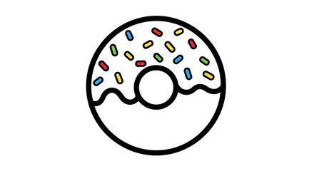 Obraz premium Donut with colorful sprinkles icon.
